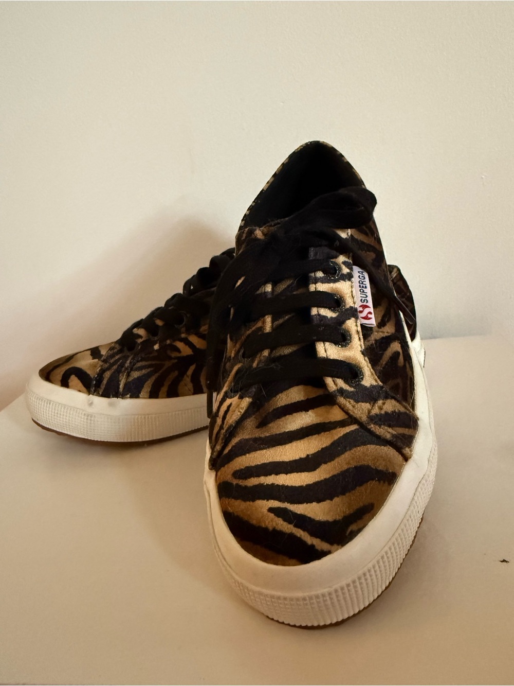 Superga Tiger-Print Low-Top Sneakers - Black & Tan